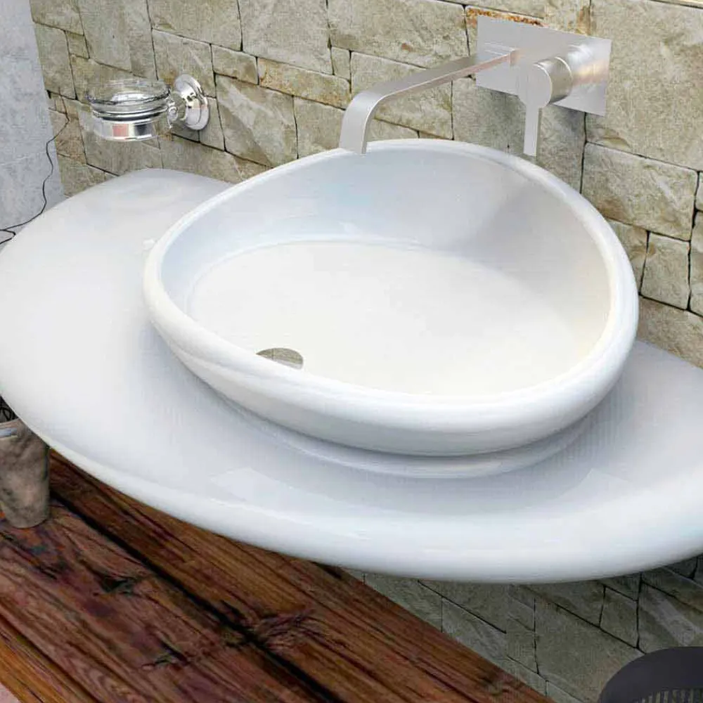 Viadurini Design Design Waschbecken Aus Solid Surface-Modernes Waschbecken Stone Made in Italy