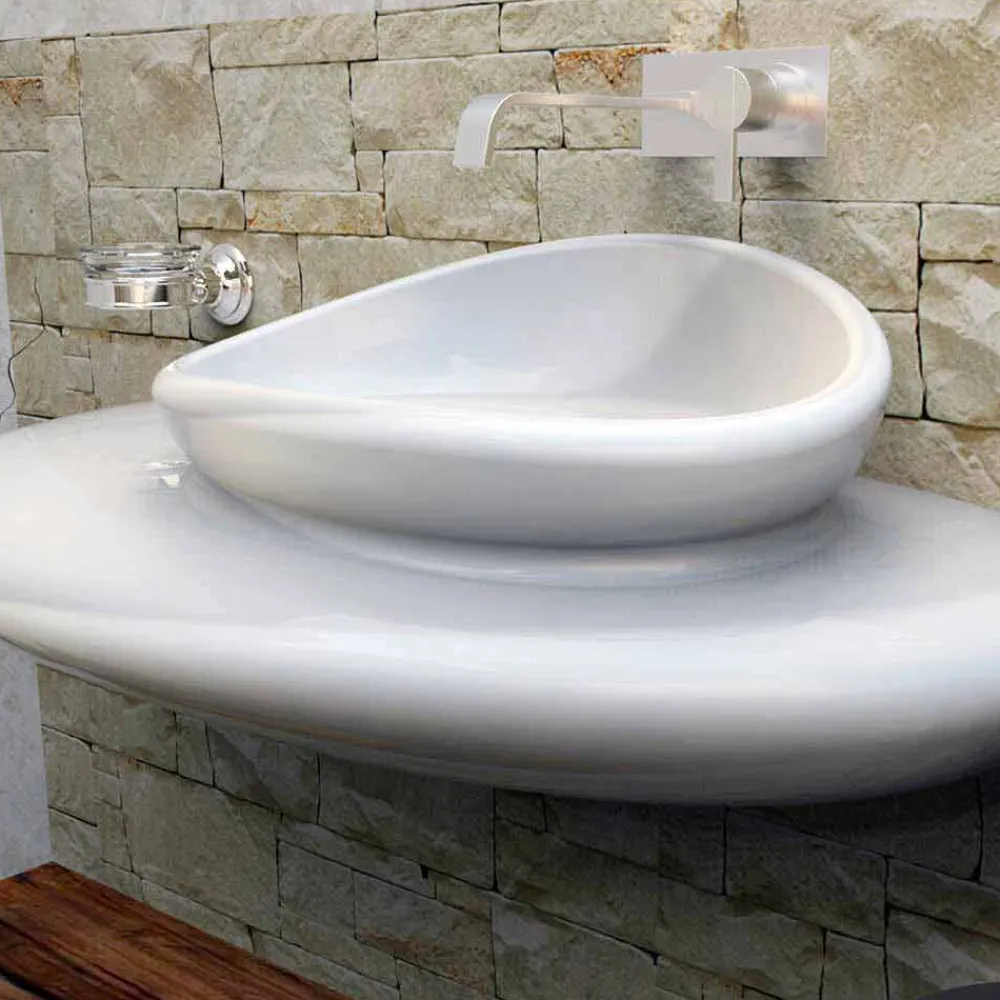 Viadurini Design Design Waschbecken Aus Solid Surface-Modernes Waschbecken Stone Made in Italy