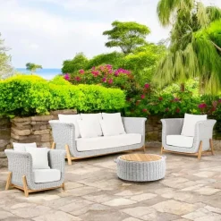 Viadurini in the Garden Garten Lounge Set-Modulare Gartenlounge aus Teakholz und handgewebtem Seil - Arjuna