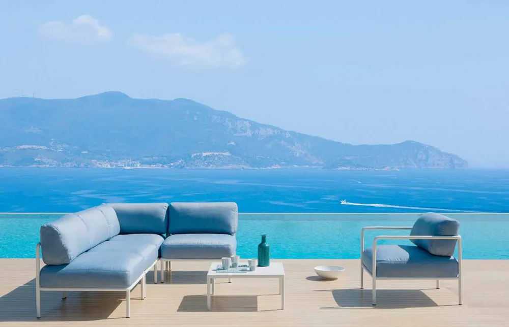 Viadurini in the Garden Gartensofas-Modulares Ecksofa aus Metall und Stoff Made in Italy - Cola