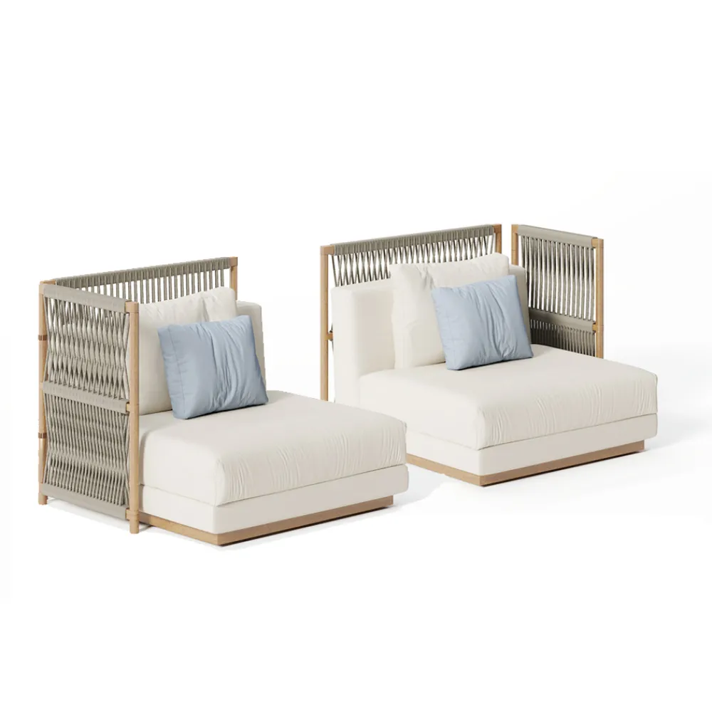 Viadurini in the Garden Gartensofas-Modulares Gartensofa mit niedriger Holzstruktur Made in Italy - Rubik