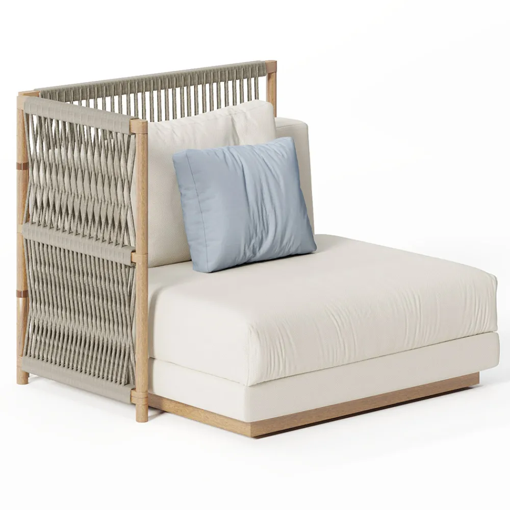 Viadurini in the Garden Gartensofas-Modulares Gartensofa mit niedriger Holzstruktur Made in Italy - Rubik