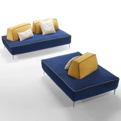 Viadurini Living Moderne Sofas-Modulares 4-Sitzer-Wohnzimmersofa aus blauem Stoff Made in Italy - Mykonos