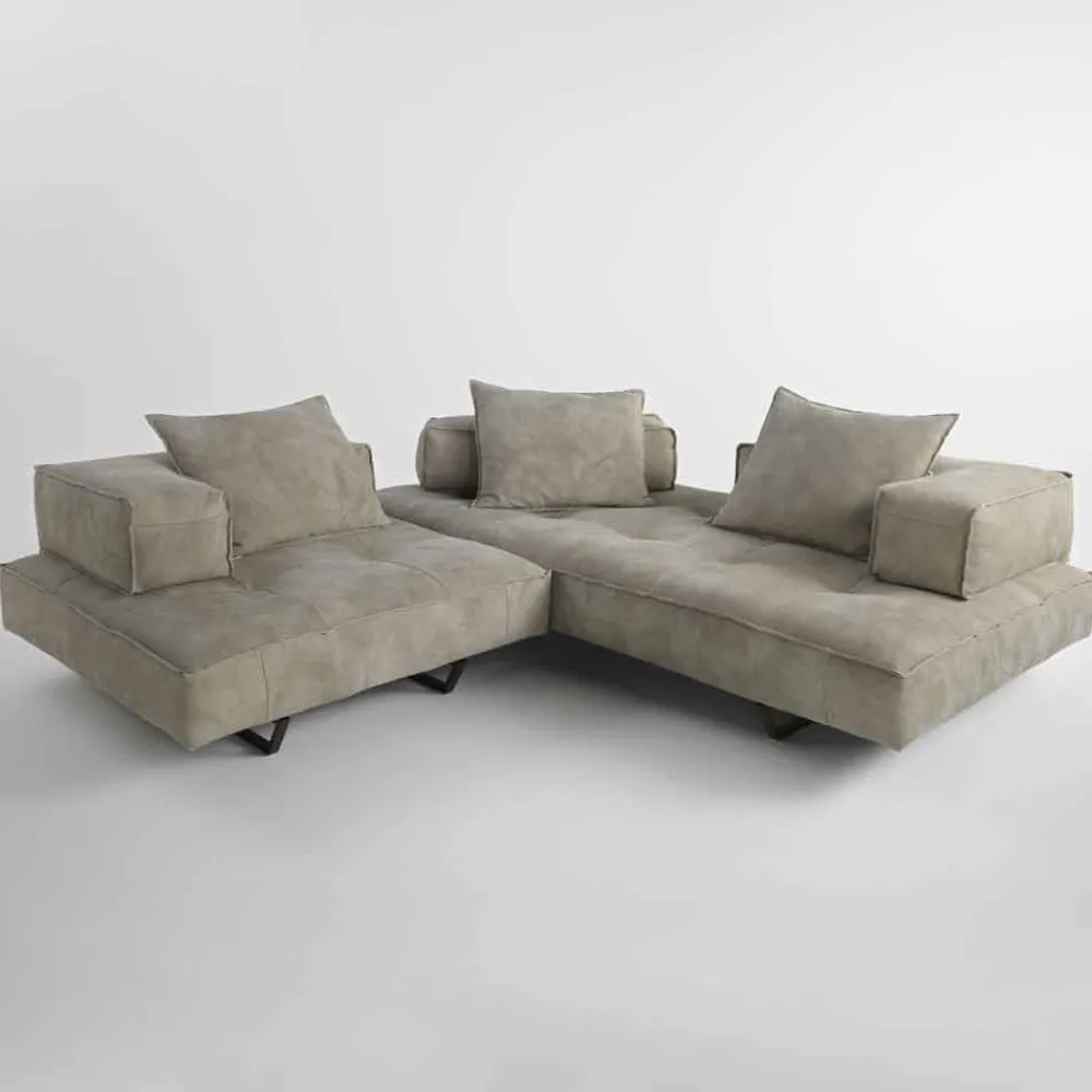 Viadurini Italian Sofas Moderne Sofas-Modulares Sofasystem Cardo 3 aus Leder im rustikalem Look NABUK