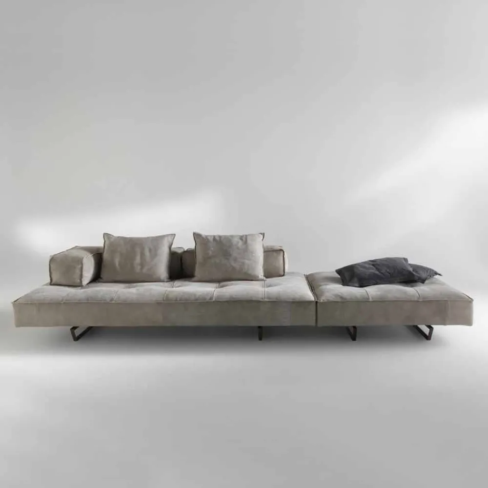 Viadurini Italian Sofas Moderne Sofas-Modulares Sofasystem Cardo 3 aus Leder im rustikalem Look NABUK