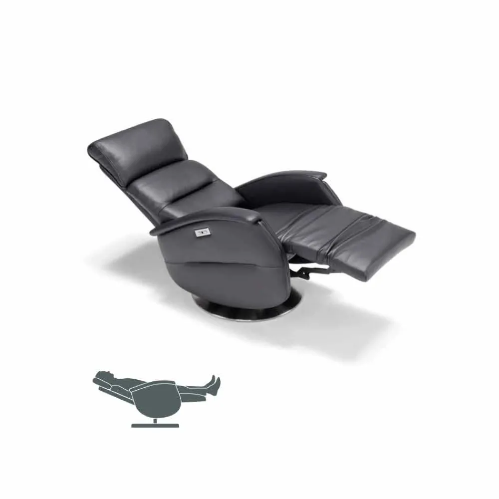 Stile Relax Aufstehsessel Und Massagesessel-Motorisierter Relax- Drehsessel aus Stoff/Leder/Kunstleder Gemma