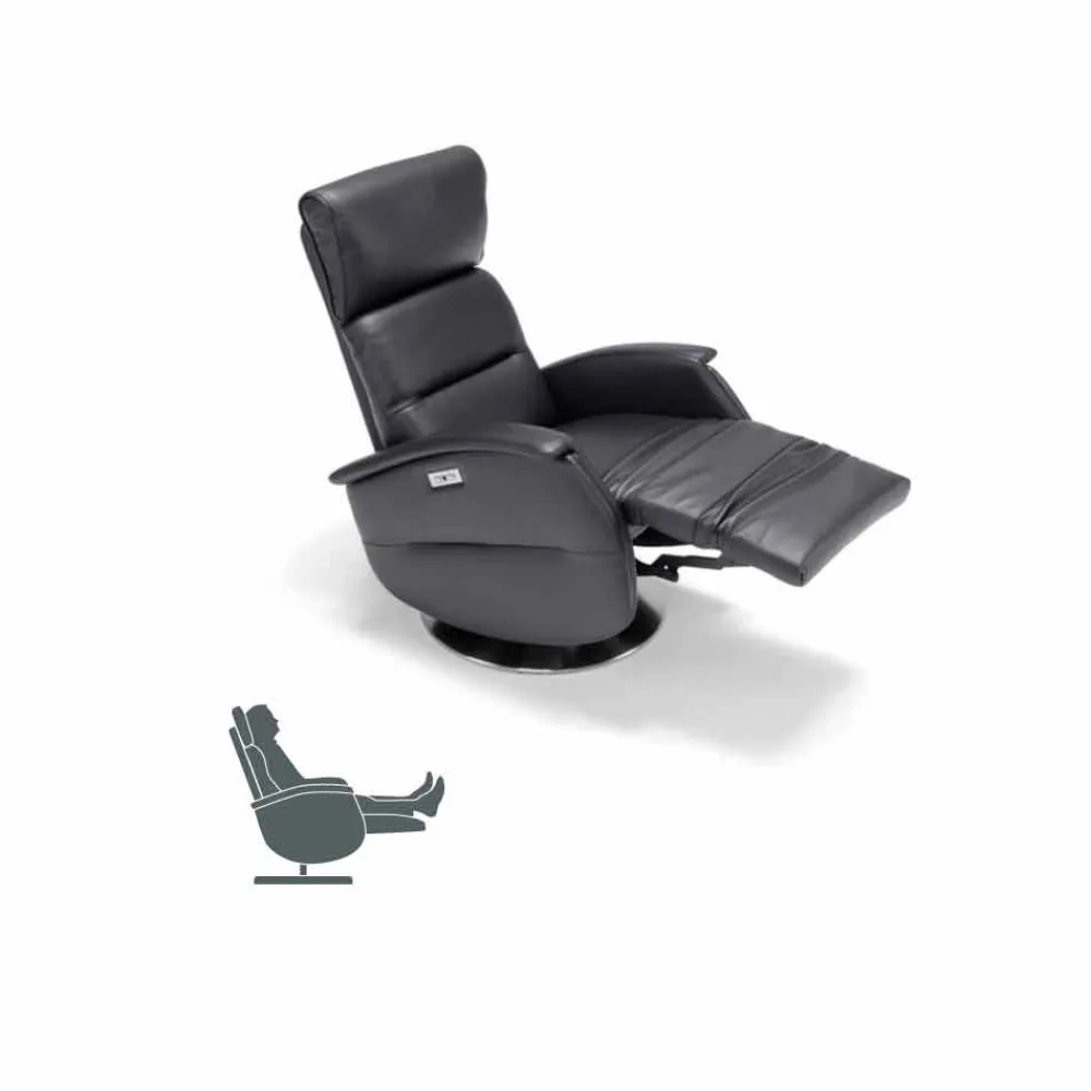 Stile Relax Aufstehsessel Und Massagesessel-Motorisierter Relax- Drehsessel aus Stoff/Leder/Kunstleder Gemma