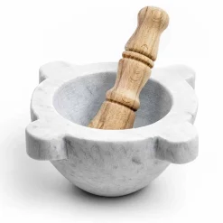 Viadurini Kitchen Küchenzubehör-Mörser aus weißem Carrara-Marmor mit Holzstößel Made in Italy - Winda