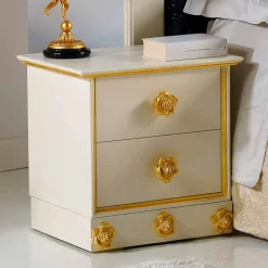 Viadurini Living Nachttische-Nachtschrank mit 4 Schubladen und Griffe in Rosenoptik