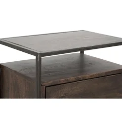 Viadurini Living Nachttische-Nachttisch aus Akazienholz mit Eisenstruktur im Industriestil - Cacio