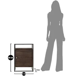 Viadurini Living Nachttische-Nachttisch aus Akazienholz mit Eisenstruktur im Industriestil - Cacio