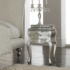 Viadurini Night Design Nachttische-Nachttisch aus Massivholz mit Blattsilber-Finish, hergestellt in Italien – Brügge