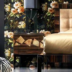 Grilli Nachttische-Nachttisch aus Nussbaum- und Ebenholz Zarafa made in Italy