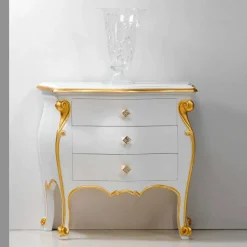 Viadurini Living Nachttische-Nachttisch im klassischen Wohnstil mit goldenem Applikationen Bio handmade