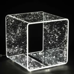 Viadurini Living Nachttische-Nachttischlampe LED Crystal Acryl und Blattgold, Silber oder Kupfer - Gnassi