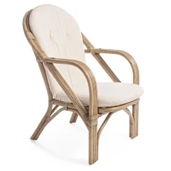 Viadurini in the Garden Sessel Rattan-Natürlicher Rattan-Gartensessel mit abnehmbarem Kissen - Maurizia