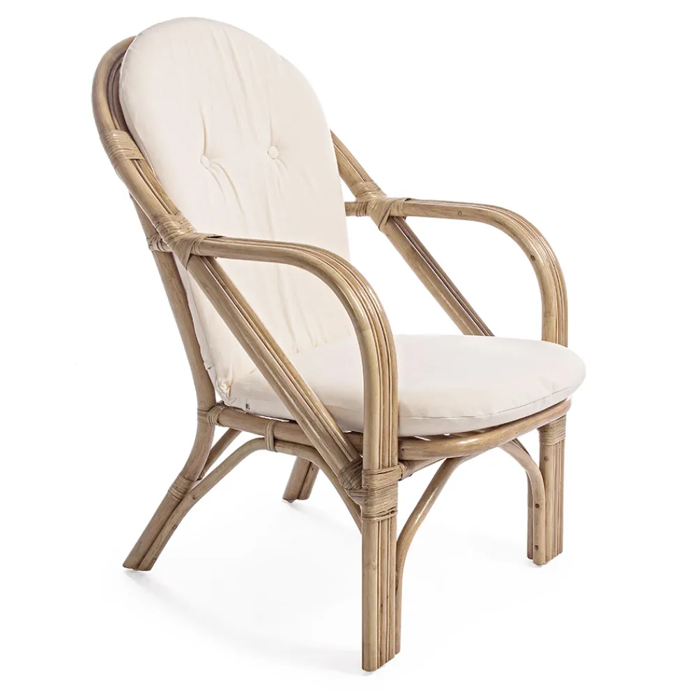 Viadurini in the Garden Sessel Rattan-Natürlicher Rattan-Gartensessel mit abnehmbarem Kissen - Maurizia