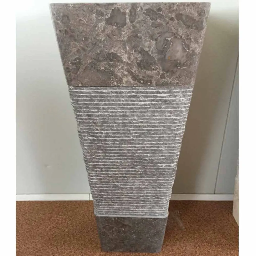 Viadurini Bathroom Steinwaschbecken-Natürliches graues Steindesign freistehendes Becken Taffy, Einzelstück