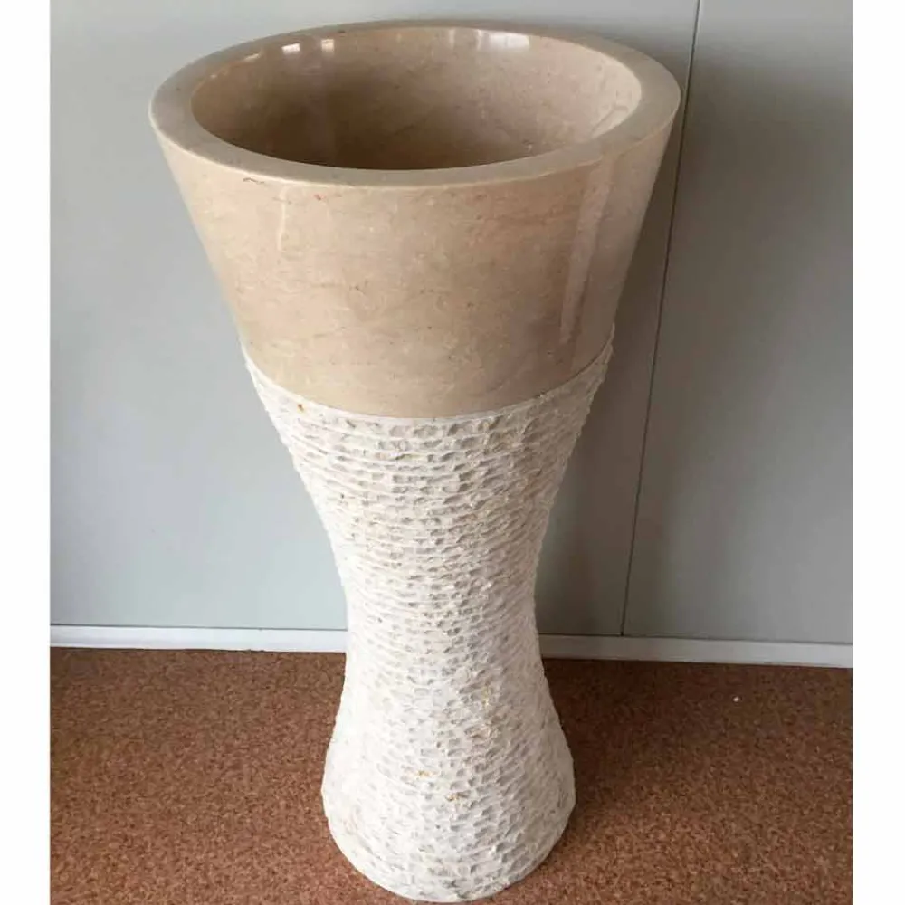 Viadurini Bathroom Steinwaschbecken-Natürliches weißes Stein freistehendes Waschbecken Iris, einzigartiges Stück Design