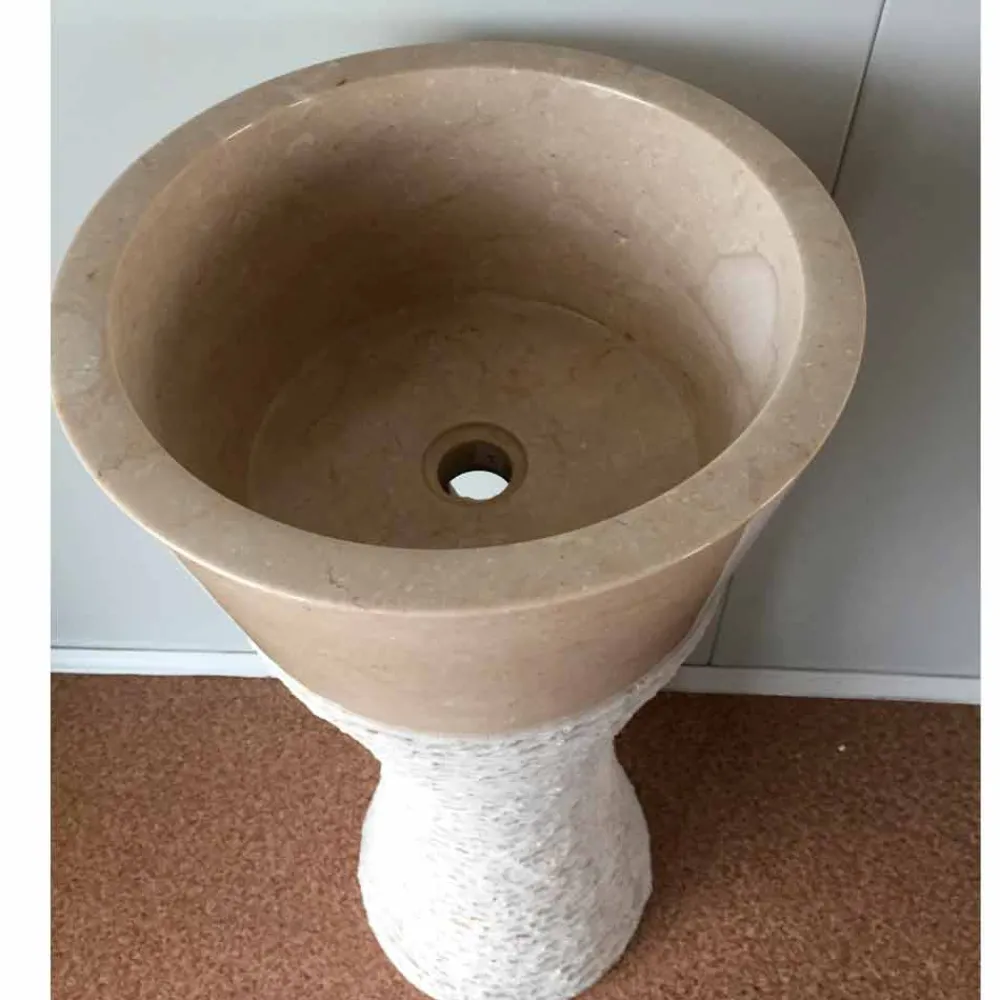 Viadurini Bathroom Steinwaschbecken-Natürliches weißes Stein freistehendes Waschbecken Iris, einzigartiges Stück Design