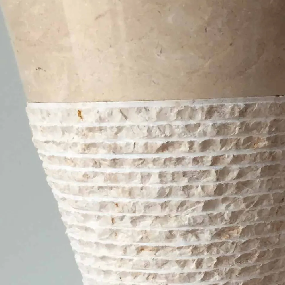 Viadurini Bathroom Steinwaschbecken-Natürliches weißes Stein freistehendes Waschbecken Iris, einzigartiges Stück Design