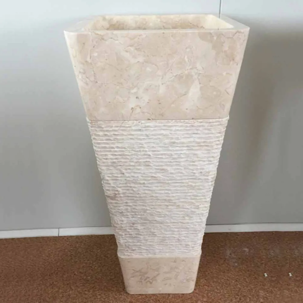 Viadurini Bathroom Steinwaschbecken-Natürliches weißes Stein freistehendes Waschbecken Robin, einzigartiges Stück Design