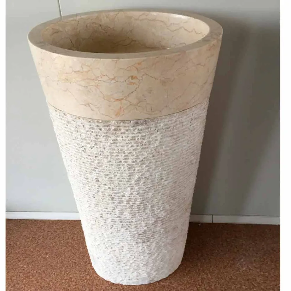 Viadurini Bathroom Steinwaschbecken-Natürliches weißes Steindesign freistehendes Waschbecken Siro, Einzelstück