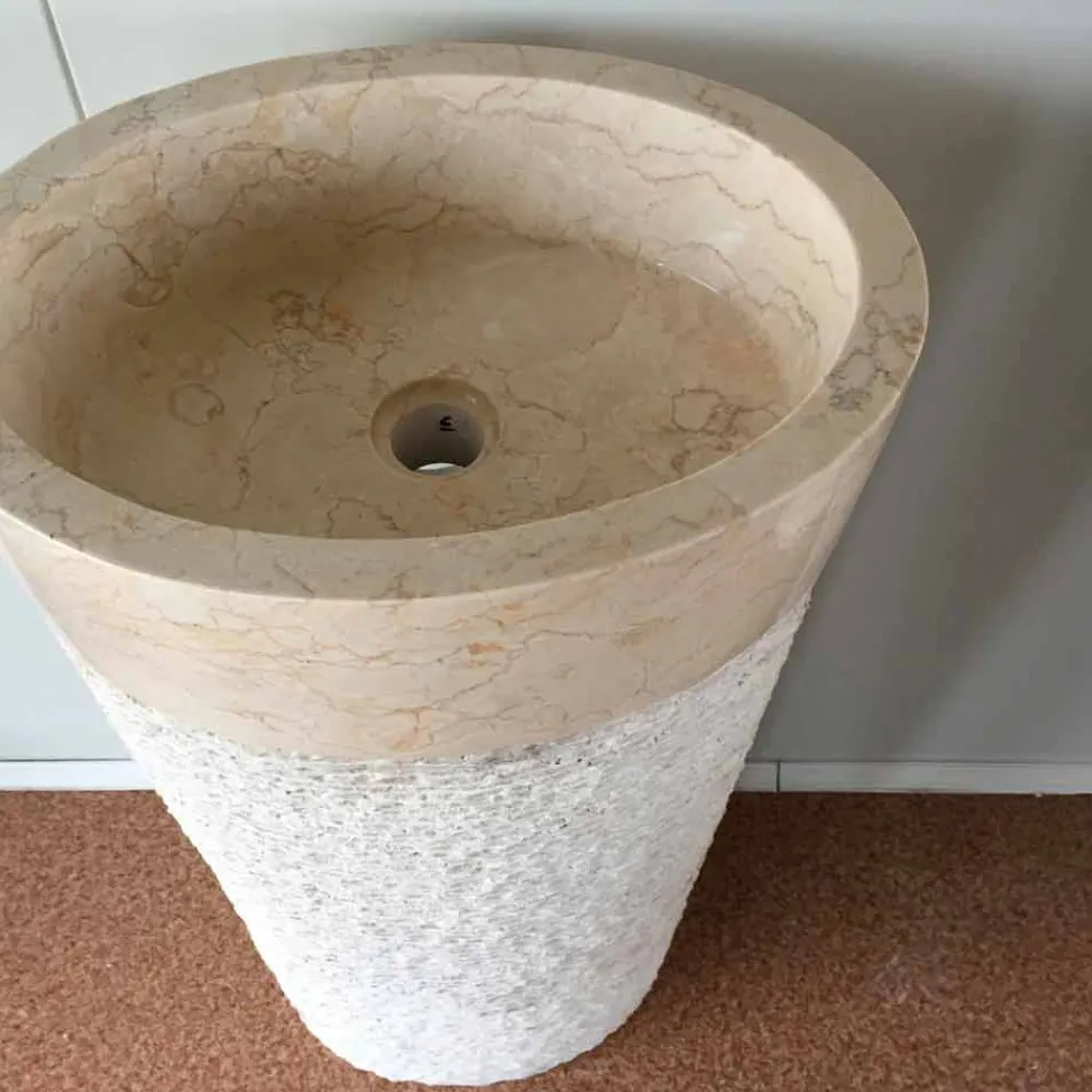 Viadurini Bathroom Steinwaschbecken-Natürliches weißes Steindesign freistehendes Waschbecken Siro, Einzelstück