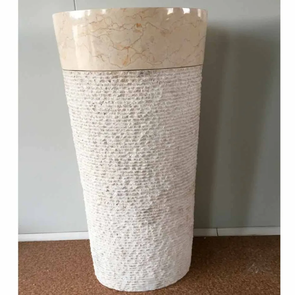 Viadurini Bathroom Steinwaschbecken-Natürliches weißes Steindesign freistehendes Waschbecken Siro, Einzelstück