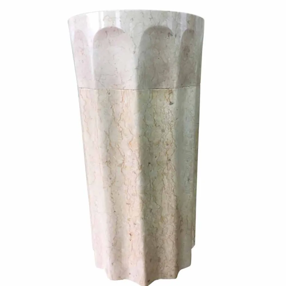 Viadurini Bathroom Steinwaschbecken-Naturstein freistehendes Waschbecken weiße Farbe Daisy, Einzelstück