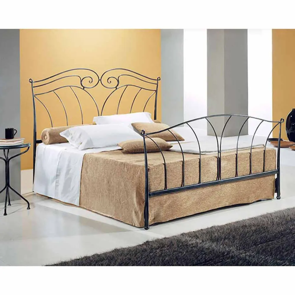 Viadurini Night Design Maßgeschneiderte Möbel|Schmiedeeisen Doppelbetten-Nettuno Doppelbett aus Schmiedeeisen in Design