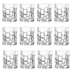 Viadurini Kitchen Italienisches Kristallgeschirr-Niedrige Trinkgläser aus verziertem Ökologischem Kristall 12 Stück - Catania