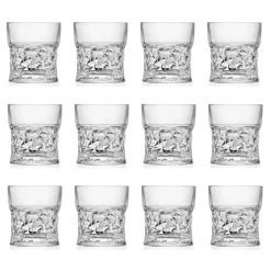 Viadurini Kitchen Italienisches Kristallgeschirr-Niedrige Trinkgläser in Eco Crystal Square Dekoration 12 Stück - Ritmo