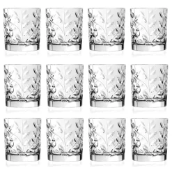 Viadurini Kitchen Italienisches Kristallgeschirr-Niedrige Trinkgläser in Eco Crystal Leaf Dekoration 12 Stück - Magnolio