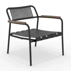 Viadurini in the Garden Metallsessel-Niedriger Aluminium-Gartensessel mit Seilrückenlehne - Resplendent