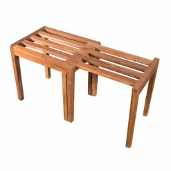 Viadurini Bathroom Küchenhocker-Niedriger ausziehbarer Hocker aus Teakholz mit natürlichem Finish - Pomino