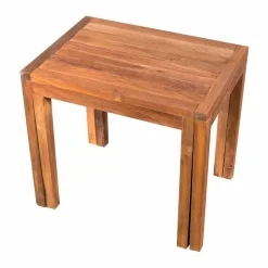 Viadurini Bathroom Küchenhocker-Niedriger ausziehbarer Hocker aus Teakholz mit natürlichem Finish - Pomino