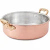 Viadurini Kitchen Kochgeschirr-Niedriger Bräter aus verzinntem Kupfer von Hand rund mit 2 Griffen 28 cm - Gianfranco