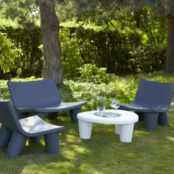 SLIDE Garten Beistelltisch-Niedriger Couchtisch aus Polyethylen und Glas Low Lita Table