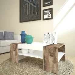 Viadurini Living Moderne Couchtische-Niedriger Couchtisch für das Wohnzimmer aus weißem Holz 3 Ausführungen - Rames