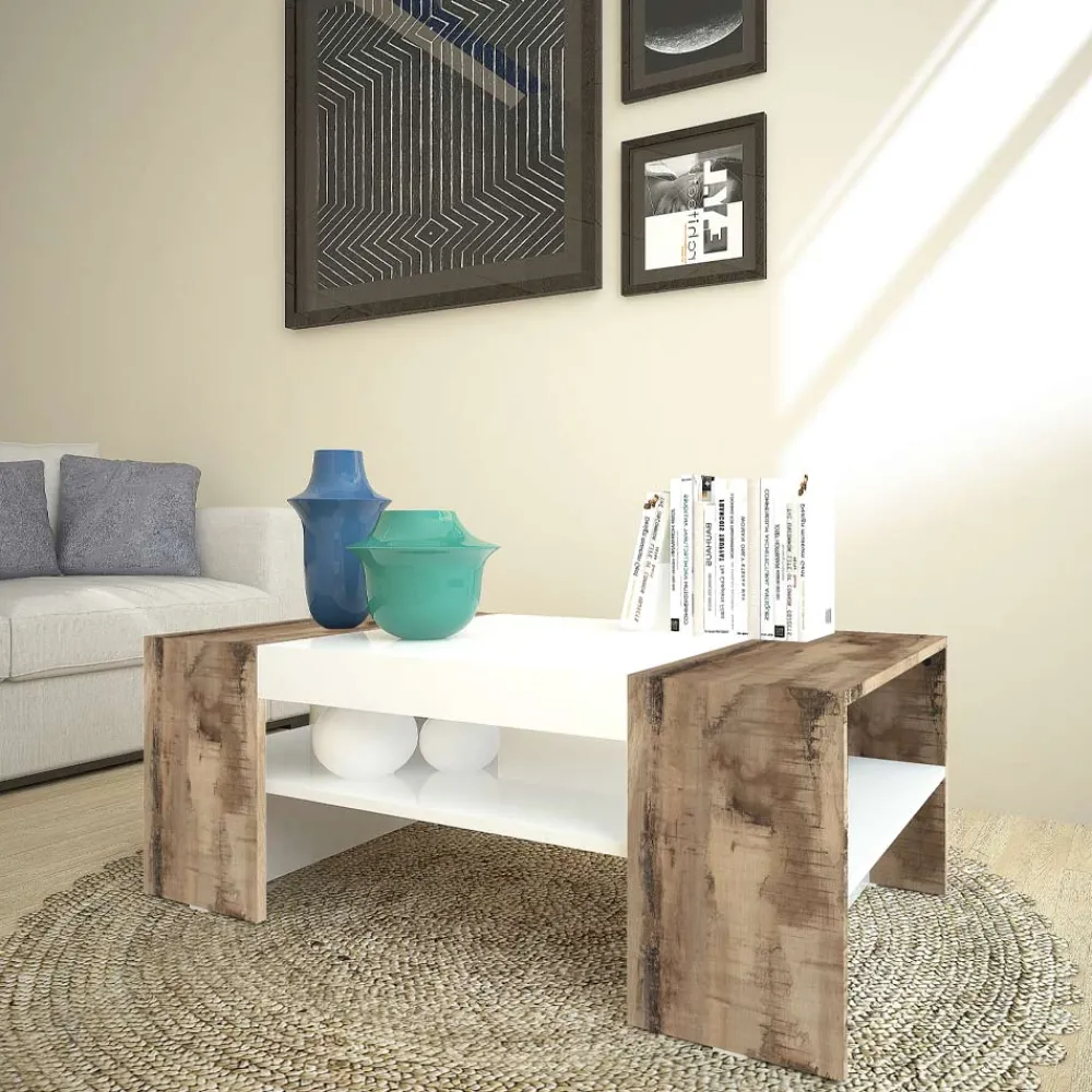 Viadurini Living Moderne Couchtische-Niedriger Couchtisch für das Wohnzimmer aus weißem Holz 3 Ausführungen - Rames