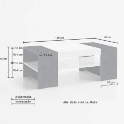 Viadurini Living Moderne Couchtische-Niedriger Couchtisch für das Wohnzimmer aus weißem Holz 3 Ausführungen - Rames