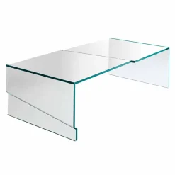 Viadurini Living Moderne Couchtische-Niedriger Couchtisch für Wohnzimmer aus transparentem Freischwingerglas - Rabatt