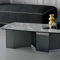 Viadurini Living Moderne Couchtische-Niedriger Couchtisch Wohnzimmer Keramikplatte und Beine aus Rauchglas 3 Größen - Zufällig