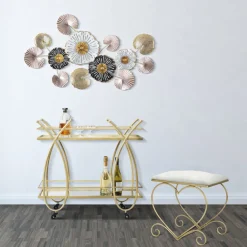 Viadurini Living Barhocker-Niedriger goldener Eisenhocker mit stoffbezogenem Sitz - Dimentico