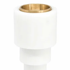 Viadurini Living Kerzenständer-Niedriger Kerzenhalter aus weißem Carrara-Marmor und Messing Made in Italy - Benton