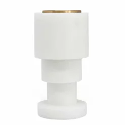 Viadurini Living Kerzenständer-Niedriger Kerzenhalter aus weißem Carrara-Marmor und Messing Made in Italy - Benton