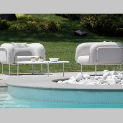 Viadurini in the Garden Metallsessel-Niedriger Outdoor-Sessel mit gepolstertem Sitz Made in Italy - Planter