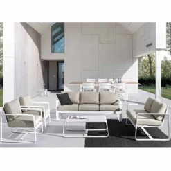 Viadurini in the Garden Garten Beistelltisch-Niedriger Tisch im Freien aus weiß oder anthrazit lackiertem Aluminium - Aniello