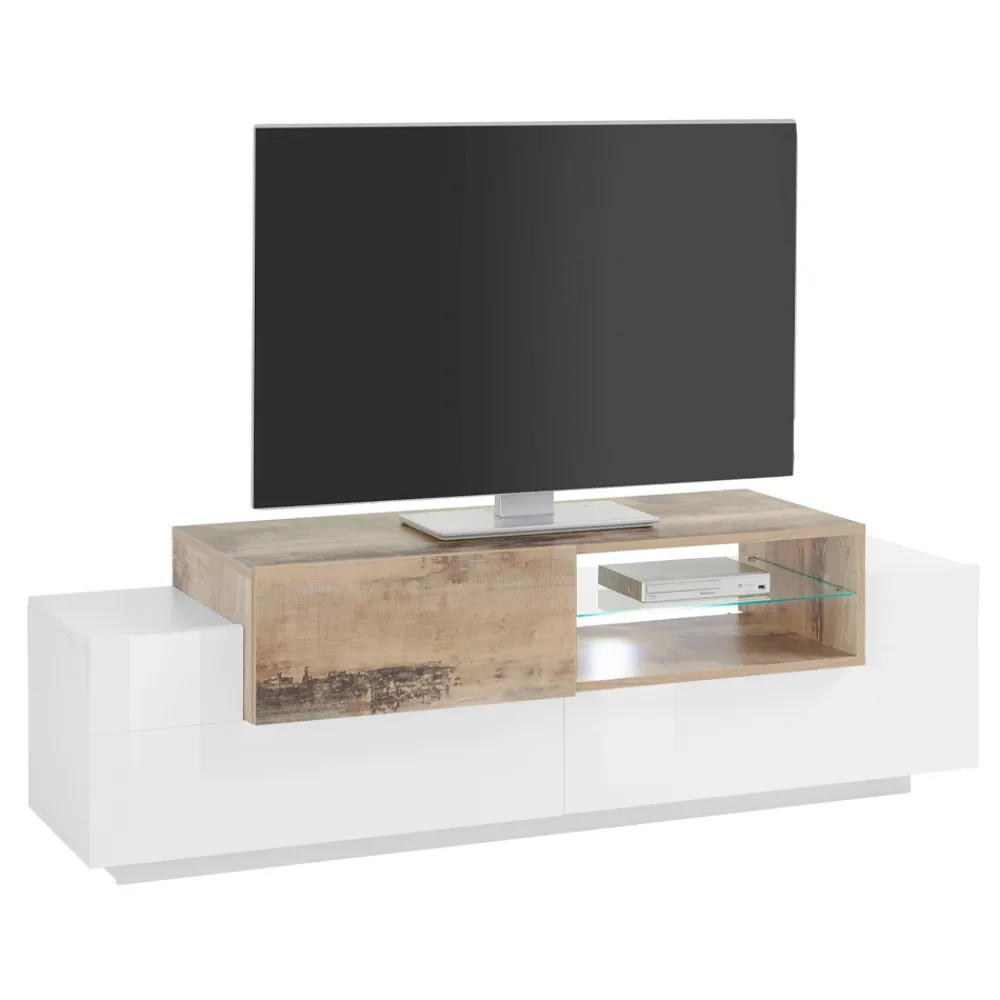 Viadurini Living Tv-Möbel-Niedriger TV-Ständer aus Holz Wohnzimmer 3 Türen und offenes Fach - Therese